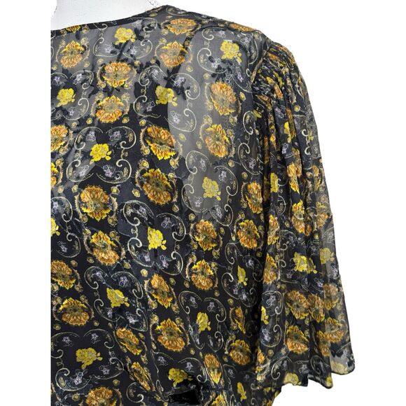 Preen by Thornton Bregazzi Lydia Black/Yellow Floral Print Dress Size S - Picture 5 of 13